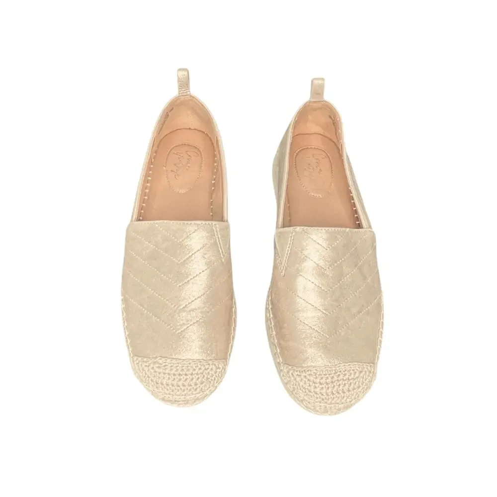 Crown Vintage Espadrille Shoes 9.5 M Flats Cadenne Gold Metallic Jute Slip On